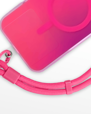 Regulowana smycz, krótki pasek na nadgarstek do telefonu, ciemny różowy