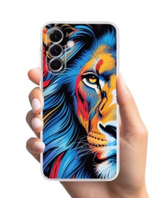 Etui do Samsung Galaxy A56 5G przeźroczyste, silikonowe Flexi, Dzika Mandala, Lwie spojrzenie