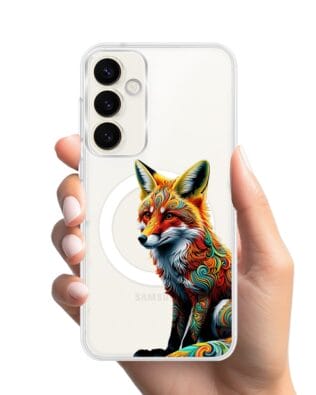 Etui do Samsung Galaxy S23 FE 5G z MagSafe przeźroczyste, silikonowe Flexi, Dzika Mandala, Lis