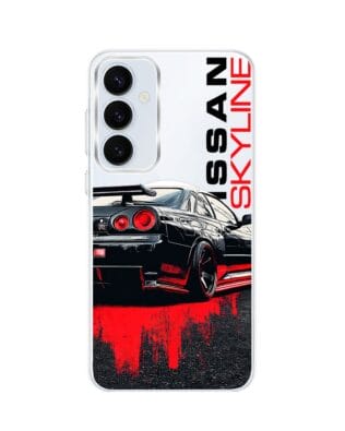 Etui do Samsung Galaxy A35 5G z MagSafe przeźroczyste, silikonowe Flexi, Szybkie Auta, czarny Skyline