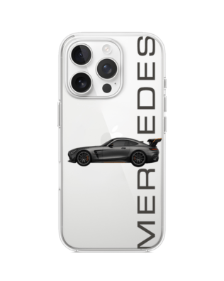 Etui do iPhone 14 Pro przeźroczyste, silikonowe Flexi, Szybkie Auta, Stalowe AMG-GT