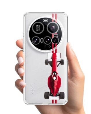 Etui do Xiaomi 15 Ultra przeźroczyste, silikonowe Flexi, Szybkie Auta, czerwone F1