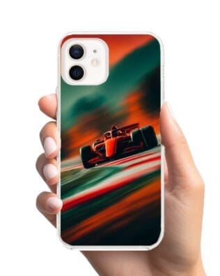 Etui do iPhone 12 Mini przeźroczyste, silikonowe Flexi, Szybkie Auta, Wyścig F1