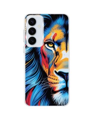 Etui do Samsung Galaxy A55 5G z MagSafe przeźroczyste, silikonowe Flexi, Dzika Mandala, Lwie spojrzenie