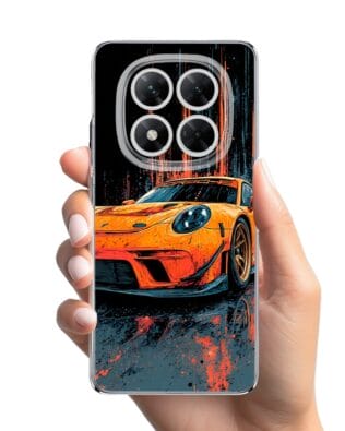 Etui do Xiaomi POCO X7 przeźroczyste, silikonowe Flexi, Szybkie Auta, Pomarańczowa 911