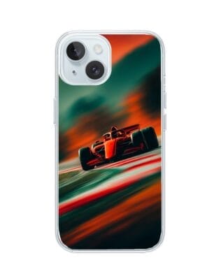 Etui do iPhone 15 przeźroczyste, silikonowe Flexi, Szybkie Auta, Wyścig F1
