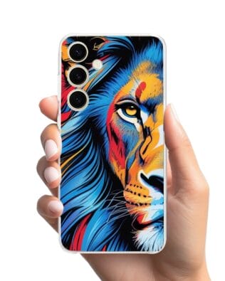 Etui do Samsung Galaxy S24 przeźroczyste, silikonowe Flexi, Dzika Mandala, Lwie spojrzenie