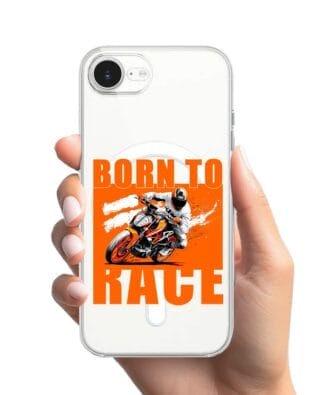 Etui do iPhone 16e z MagSafe przeźroczyste, silikonowe Flexi, Bikers, Ścigacz