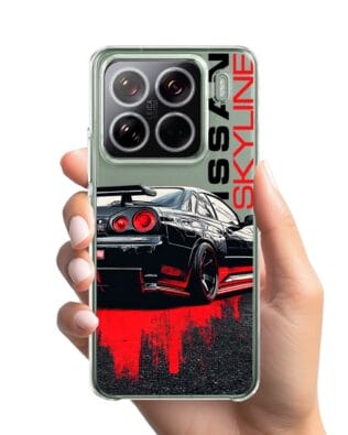 Etui do Xiaomi 15 Pro przeźroczyste, silikonowe Flexi, Szybkie Auta, czarny Skyline