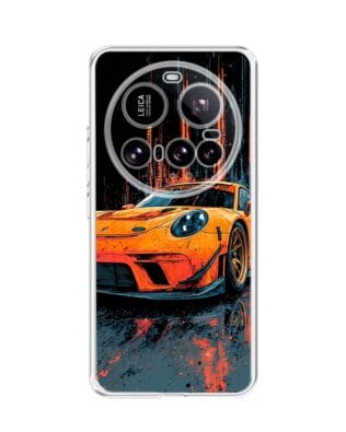 Etui do Xiaomi 15 Ultra przeźroczyste, silikonowe Flexi, Szybkie Auta, Pomarańczowa 911