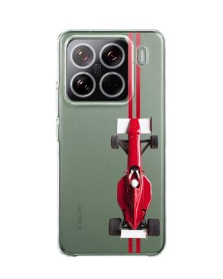 Etui do Xiaomi 15 Pro przeźroczyste, silikonowe Flexi, Szybkie Auta, czerwone F1