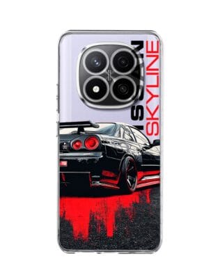 Etui do Xiaomi Redmi Note 14 Pro 4G przeźroczyste, silikonowe Flexi, Szybkie Auta, czarny Skyline