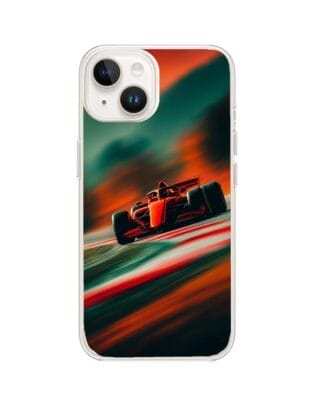 Etui do iPhone 14 przeźroczyste, silikonowe Flexi, Szybkie Auta, Wyścig F1