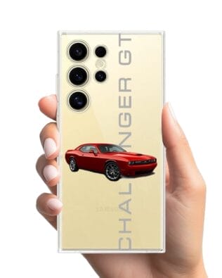 Etui do Samsung Galaxy S24 Ultra przeźroczyste, silikonowe Flexi, Szybkie Auta, czerwony Challenger GT