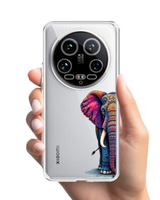 Etui do Xiaomi 14 Ultra przeźroczyste, silikonowe Flexi, Dzika Mandala, Słoń