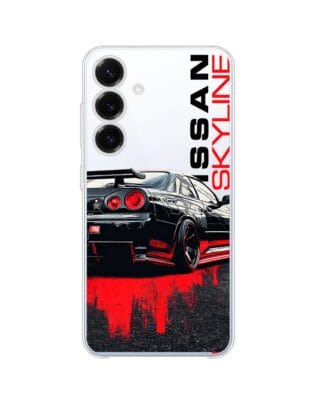 Etui do Samsung Galaxy S25 Plus przeźroczyste, silikonowe Flexi, Szybkie Auta, czarny Skyline