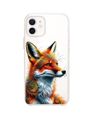 Etui do iPhone 12 Mini z MagSafe przeźroczyste, silikonowe Flexi, Dzika Mandala, Twarz lisa