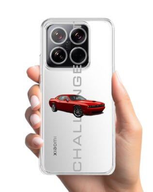 Etui do Xiaomi 14 przeźroczyste, silikonowe Flexi, Szybkie Auta, czerwony Challenger GT