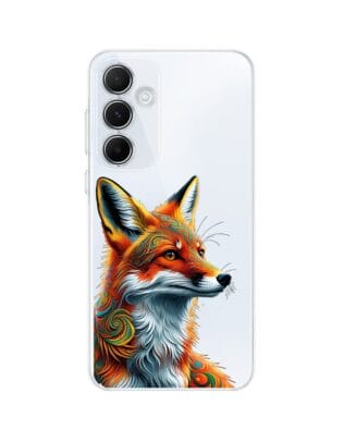 Etui do Samsung Galaxy A35 5G przeźroczyste, silikonowe Flexi, Dzika Mandala, Twarz lisa