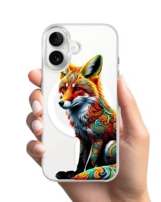 Etui do iPhone 16 z MagSafe przeźroczyste, silikonowe Flexi, Dzika Mandala, Lis