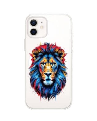 Etui do iPhone 12 Mini z MagSafe przeźroczyste, silikonowe Flexi, Dzika Mandala, Lew