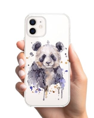 Etui do iPhone 12 przeźroczyste, silikonowe Flexi, Akwarelowe Zoo, Panda