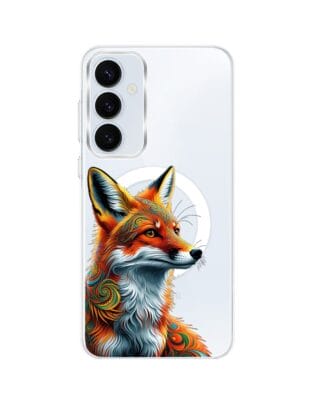 Etui do Samsung Galaxy A55 5G z MagSafe przeźroczyste, silikonowe Flexi, Dzika Mandala, Twarz lisa