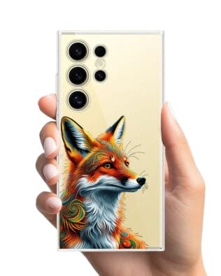 Etui do Samsung Galaxy S24 Ultra przeźroczyste, silikonowe Flexi, Dzika Mandala, Twarz lisa