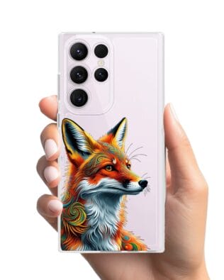 Etui do Samsung Galaxy S23 Ultra przeźroczyste, silikonowe Flexi, Dzika Mandala, Twarz lisa