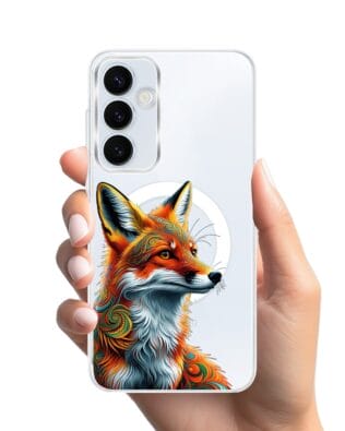 Etui do Samsung Galaxy A35 5G z MagSafe przeźroczyste, silikonowe Flexi, Dzika Mandala, Twarz lisa