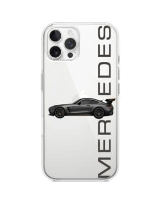 Etui do iPhone 12 Pro przeźroczyste, silikonowe Flexi, Szybkie Auta, Stalowe AMG-GT