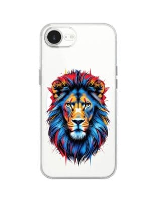Etui do iPhone 16e z MagSafe przeźroczyste, silikonowe Flexi, Dzika Mandala, Lew