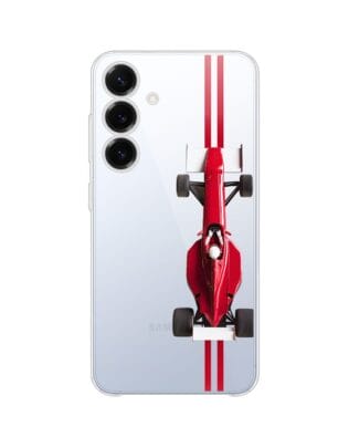 Etui do Samsung Galaxy S25 przeźroczyste, silikonowe Flexi, Szybkie Auta, czerwone F1