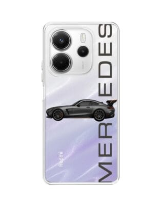 Etui do Xiaomi Redmi Note 14 5G przeźroczyste, silikonowe Flexi, Szybkie Auta, Stalowe AMG-GT