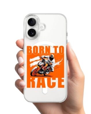 Etui do iPhone 16 z MagSafe przeźroczyste, silikonowe Flexi, Bikers, Ścigacz