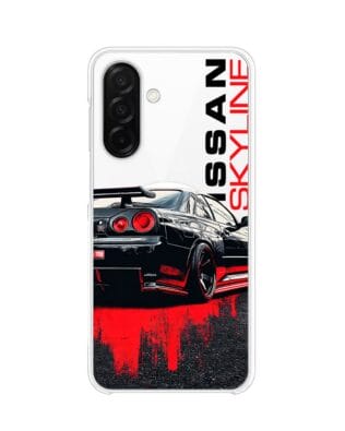 Etui do Samsung Galaxy A26 5G z MagSafe przeźroczyste, silikonowe Flexi, Szybkie Auta, czarny Skyline