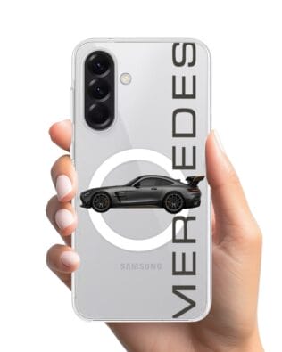 Etui do Samsung Galaxy A56 5G z MagSafe przeźroczyste, silikonowe Flexi, Szybkie Auta, Stalowe AMG-GT
