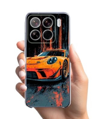Etui do Xiaomi 15 przeźroczyste, silikonowe Flexi, Szybkie Auta, Pomarańczowa 911