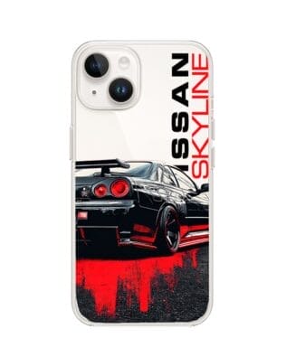 Etui do iPhone 13 Mini przeźroczyste, silikonowe Flexi, Szybkie Auta, czarny Skyline