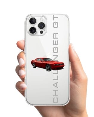 Etui do iPhone 12 Pro Max przeźroczyste, silikonowe Flexi, Szybkie Auta, czerwony Challenger GT