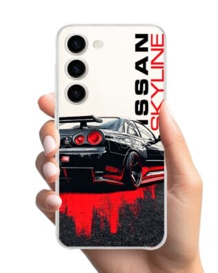 Etui do Samsung Galaxy S23 Plus przeźroczyste, silikonowe Flexi, Szybkie Auta, czarny Skyline