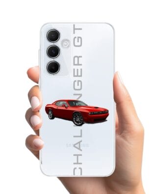 Etui do Samsung Galaxy M35 5G przeźroczyste, silikonowe Flexi, Szybkie Auta, czerwony Challenger GT