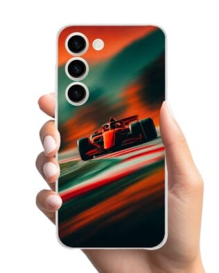 Etui do Samsung Galaxy S23 Plus przeźroczyste, silikonowe Flexi, Szybkie Auta, Wyścig F1