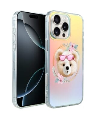 Etui do iPhone 16 Pro IBIZU California Sunset, zmieniające kolor, Flower Queen, miś z kwiatami