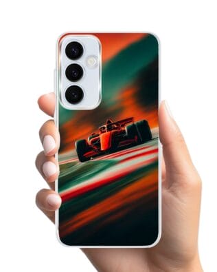 Etui do Samsung Galaxy A35 5G z MagSafe przeźroczyste, silikonowe Flexi, Szybkie Auta, Wyścig F1