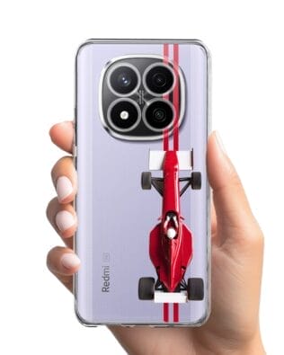 Etui do Xiaomi Redmi Note 14 Pro Plus 5G przeźroczyste, silikonowe Flexi, Szybkie Auta, czerwone F1