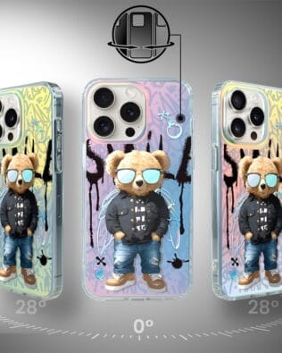 Etui do iPhone 15 Pro IBIZU California Sunset, zmieniające kolor, Graffiti Boy, artystyczny miś