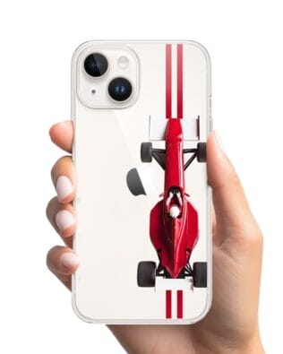 Etui do iPhone 14 przeźroczyste, silikonowe Flexi, Szybkie Auta, czerwone F1