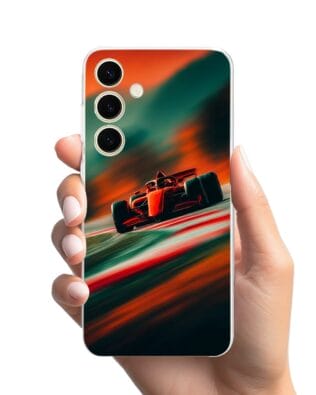 Etui do Samsung Galaxy S24 Plus przeźroczyste, silikonowe Flexi, Szybkie Auta, Wyścig F1