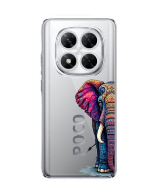 Etui do Xiaomi POCO X7 przeźroczyste, silikonowe Flexi, Dzika Mandala, Słoń